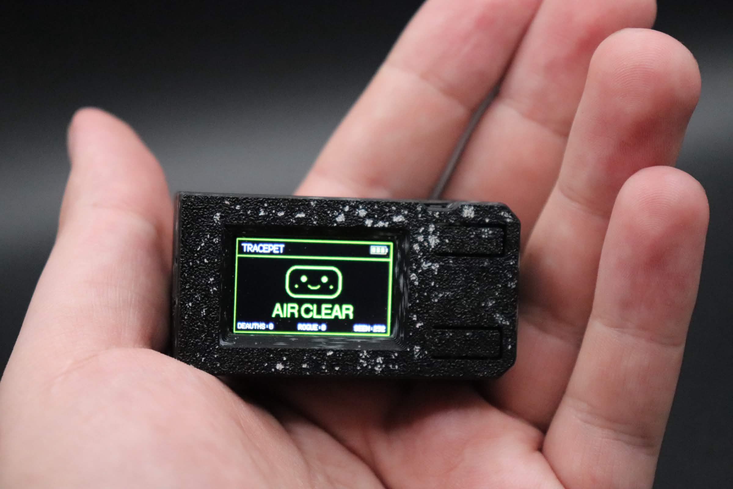 TracePet showing Air Clear while held in hand
