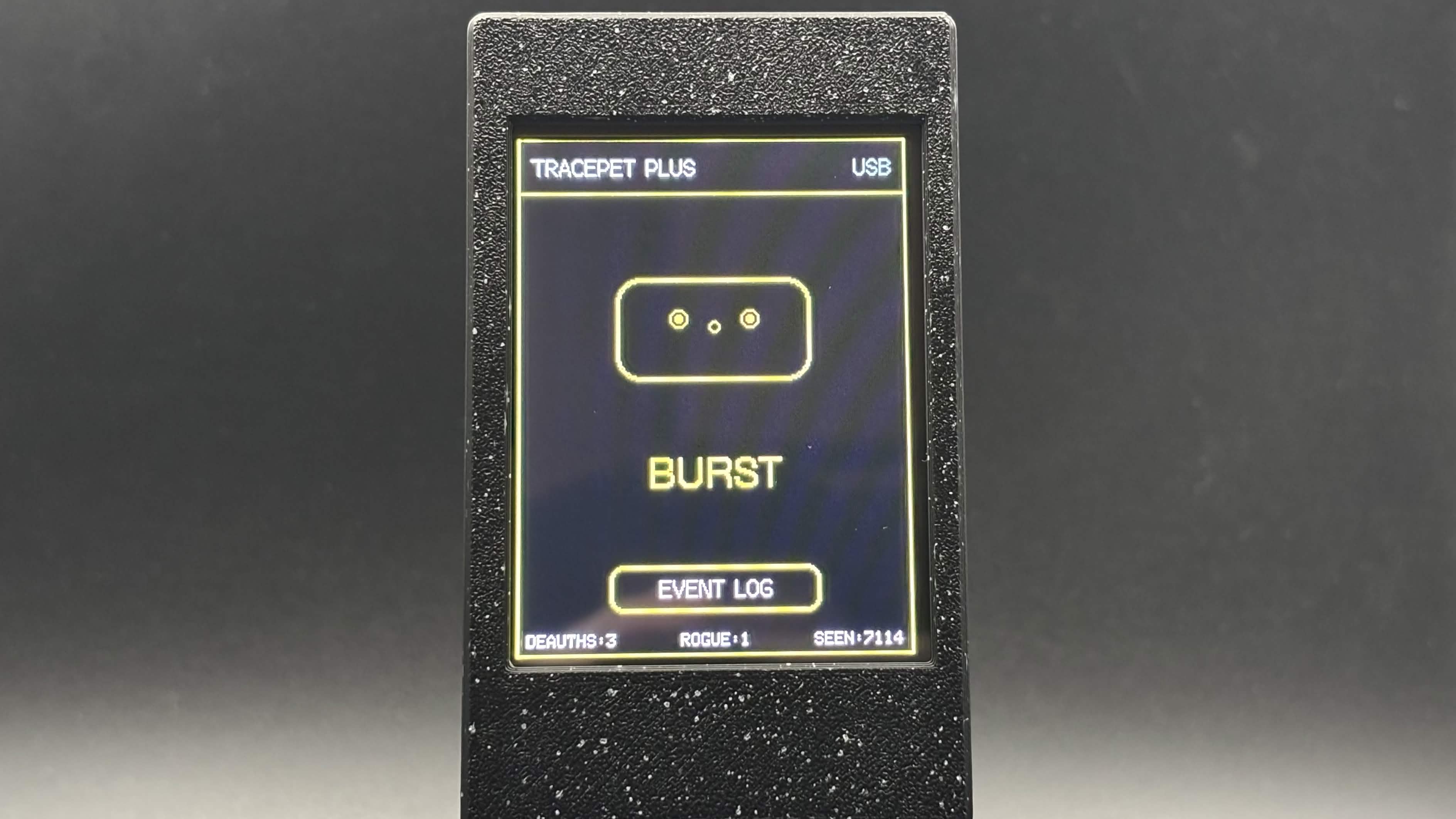 TracePet Plus displaying the yellow Burst alert